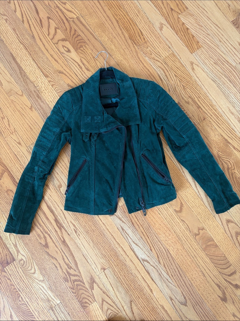 Blank NYC Teal Suede Moto Jacket